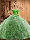 Delicate With Train Multi-color Sweet 16 Dresses Sweetheart Sleeveless Sweep Train Lace Up