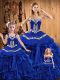 Amazing Sweetheart Sleeveless Lace Up Ball Gown Prom Dress Royal Blue Organza