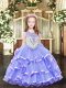 Organza Scoop Sleeveless Zipper Beading and Ruffled Layers Child Pageant Dress in Lavender