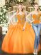 Best Selling Orange Red 15 Quinceanera Dress Military Ball and Sweet 16 and Quinceanera with Beading and Ruffles Sweetheart Sleeveless Lace Up