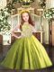Tulle Scoop Sleeveless Zipper Beading and Appliques Pageant Dress for Teens in Olive Green