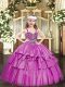 Straps Sleeveless Organza Pageant Dress for Teens Beading and Ruffled Layers Lace Up