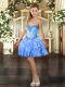 Mini Length Baby Blue Prom Dress Sweetheart Sleeveless Lace Up