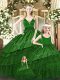 Exquisite Floor Length Green Vestidos de Quinceanera V-neck Sleeveless Lace Up