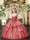 On Sale Floor Length Ball Gowns Sleeveless Coral Red Glitz Pageant Dress Lace Up