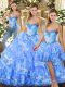 Ideal Sleeveless Lace Up Floor Length Beading and Ruffles Quinceanera Gowns