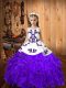 Eggplant Purple Ball Gowns Straps Sleeveless Organza Floor Length Lace Up Embroidery and Ruffles Pageant Dress for Teens