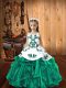 Turquoise Organza Lace Up Kids Formal Wear Sleeveless Floor Length Embroidery and Ruffles