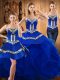 Fancy Sweetheart Sleeveless Lace Up 15 Quinceanera Dress Blue Organza