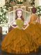 Excellent Brown Sleeveless Tulle Zipper Glitz Pageant Dress for Party and Quinceanera