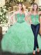 Apple Green Lace Up Sweetheart Ruffles Quinceanera Gowns Organza Sleeveless