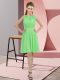 Stunning Apple Green Chiffon Zipper Scoop Sleeveless Knee Length Court Dresses for Sweet 16 Sequins