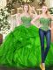 Sleeveless Tulle Floor Length Lace Up Quinceanera Gown in Green with Beading and Ruffles