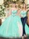 Fantastic Floor Length Lace Up Quinceanera Dress Apple Green for Military Ball and Sweet 16 and Quinceanera with Beading and Ruffles
