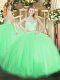 Fantastic Two Pieces Tulle Scoop Sleeveless Lace Floor Length Zipper 15th Birthday Dress