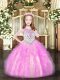 Lilac Ball Gowns Beading and Ruffles Little Girls Pageant Dress Zipper Organza Sleeveless Floor Length