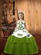 Gorgeous Ball Gowns Little Girl Pageant Dress Olive Green Straps Tulle Sleeveless Floor Length Lace Up