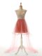 Watermelon Red Backless Scoop Appliques Prom Dress Tulle Sleeveless