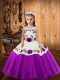 Purple Organza Lace Up Little Girls Pageant Dress Wholesale Sleeveless Floor Length Embroidery