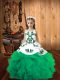 Popular Turquoise Sleeveless Floor Length Embroidery and Ruffles Lace Up Little Girls Pageant Dress