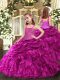 Sleeveless Beading and Ruffles Lace Up Pageant Dress for Womens