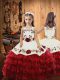 Floor Length Red Pageant Gowns For Girls Organza Sleeveless Ruffled Layers
