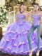 Attractive Sweetheart Sleeveless Organza Sweet 16 Dresses Appliques and Ruffled Layers Zipper