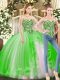 Ball Gowns Beading Quince Ball Gowns Lace Up Tulle Sleeveless Floor Length