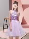 Fitting Lilac Sleeveless Mini Length Sequins Backless Quinceanera Dama Dress