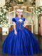 Fashion Floor Length Ball Gowns Sleeveless Royal Blue Pageant Dress for Teens Lace Up