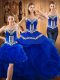 Sumptuous Ball Gowns Sweet 16 Dresses Blue Sweetheart Satin and Organza Sleeveless Floor Length Lace Up