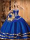 Blue Quinceanera Gown Military Ball and Sweet 16 and Quinceanera with Embroidery Sweetheart Sleeveless Lace Up