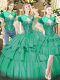 Tulle Sweetheart Sleeveless Lace Up Beading and Ruffled Layers Quinceanera Dresses in Turquoise