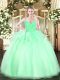 Customized Floor Length Apple Green Sweet 16 Dress Organza Sleeveless Ruffles
