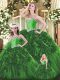 Wonderful Green Sweetheart Neckline Beading and Ruffles Quince Ball Gowns Sleeveless Lace Up