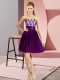 Fashion Purple Sleeveless Lace Mini Length Prom Dresses