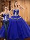 Sweetheart Sleeveless Lace Up 15 Quinceanera Dress Blue Tulle