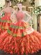 Delicate Tulle Sleeveless Floor Length Vestidos de Quinceanera and Beading and Ruffles and Sequins