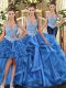 Best Selling Straps Sleeveless Lace Up Sweet 16 Quinceanera Dress Blue Tulle