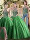 Green Sleeveless Beading Floor Length Ball Gown Prom Dress