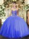 Blue Sweetheart Neckline Beading 15 Quinceanera Dress Sleeveless Lace Up