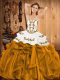 Gold Strapless Lace Up Embroidery and Ruffles Vestidos de Quinceanera Sleeveless