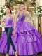Spectacular Floor Length Eggplant Purple Quinceanera Dress Straps Sleeveless Lace Up