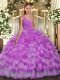 Attractive Floor Length Ball Gowns Sleeveless Lilac 15 Quinceanera Dress Backless