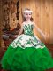 On Sale Green Sleeveless Embroidery and Ruffles Floor Length Custom Made Pageant Dress