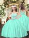 Floor Length Ball Gowns Sleeveless Apple Green Child Pageant Dress Lace Up