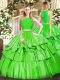 Extravagant Green Two Pieces Ruffled Layers Quinceanera Gown Zipper Tulle Sleeveless Floor Length