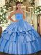 Decent Floor Length Baby Blue Ball Gown Prom Dress Sweetheart Sleeveless Lace Up