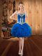 Royal Blue Sleeveless Organza Lace Up Homecoming Dress for Prom and Party
