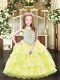 Scoop Sleeveless Organza Little Girls Pageant Gowns Beading and Ruffled Layers Zipper